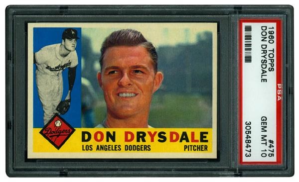 - 1960 Topps #475 Don Drysdale PSA 10 Gem Mint