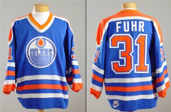 - 1980's Grant Fuhr Edmonton Oilers Game Worn Nike Jersey