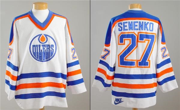 Hockey Sweaters - 1986-87 Dave Semenko Edmonton Oilers Game Worn Nike Jersey