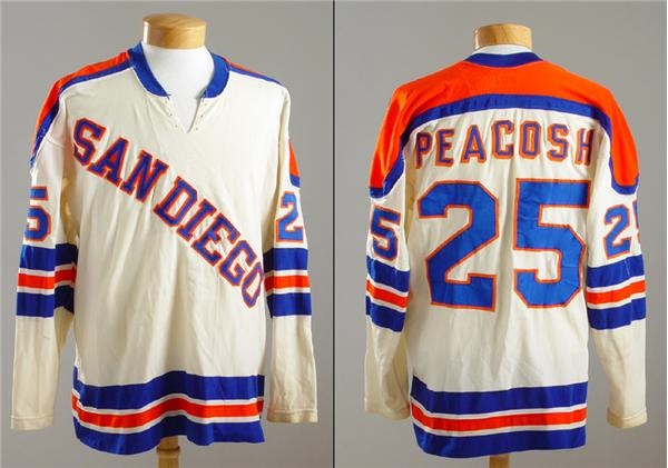 - 1972-74 Gene Peacosh WHA Raiders/Knights/Mariners Game Worn Jersey