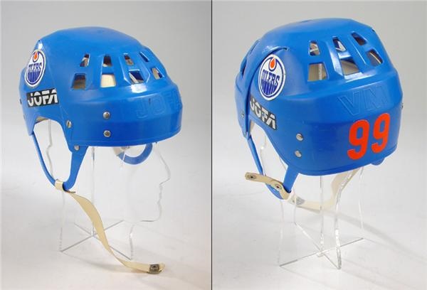 1980's Wayne Gretzky Edmonton Oilers Game Worn Blue Jofa Helmet