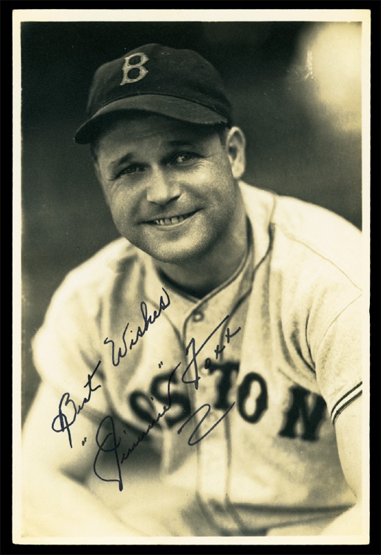 Baseball Autographs - Fantastic Jimmie Foxx Signed George Burke Photograph (4x6")