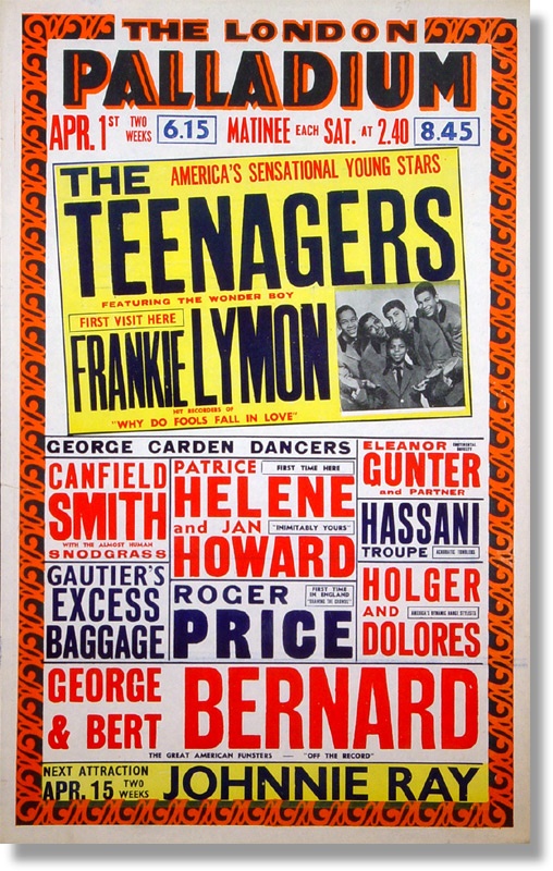 Rock Posters - 1957 Frankie Lymon & The Teenagers London Palladium Poster