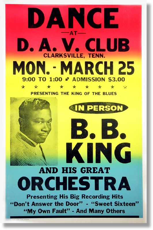 Rock Posters - 1960 B.B. King Clarkesville, Tennessee Poster