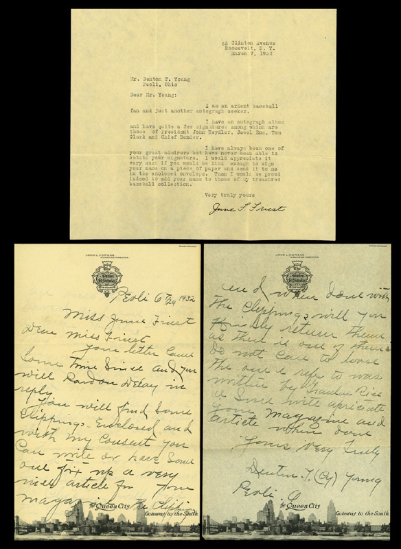 Baseball Autographs - 1932 Cy Young Handwritten Letter with Envelope