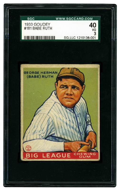 Baseball and Trading Cards - 1933 Goudey #181 Babe Ruth SGC 40