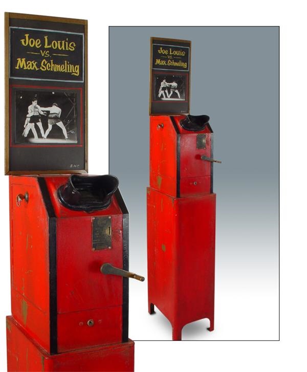 Muhammad Ali & Boxing - 1938 Joe Louis v. Max Schmeling Coin Operated Mutoscope Machine