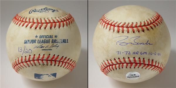 Barry Bonds - Barry Bonds #71-72 Home Run Game Used Baseball