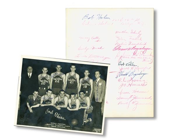 1944-45 Sheboygan Red Skins NBL Champs Team Signed Photo & Championship Game Photos