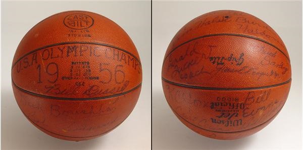 - 1956 USA Olympics Gold Medal Winning Basketball Signed by the Entire Team w/Bill Russell
