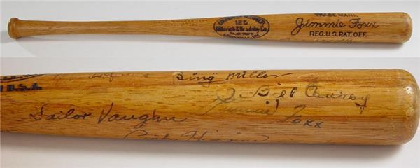 Baseball Autographs - Jimmie Foxx Signed Mini Bat