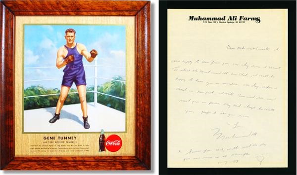 - Muhammad Ali Handwritten Letter and Gene Tunney Coca-Cola Advertisement