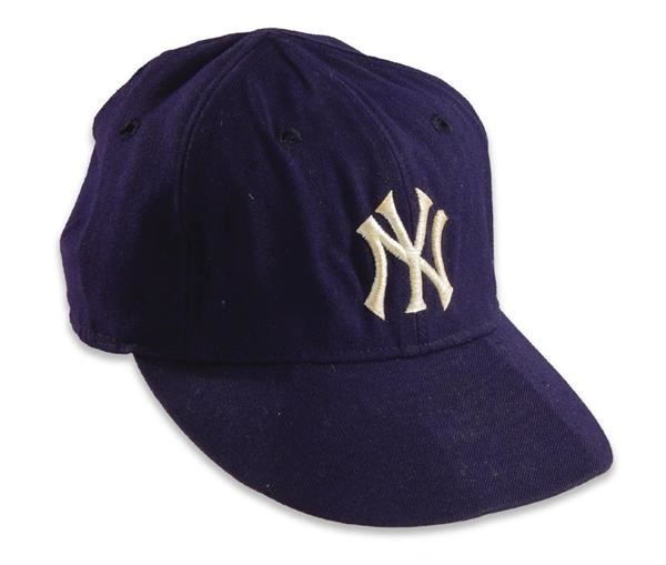 1967 Mickey Mantle Game Worn Cap Signed and Authenticated by