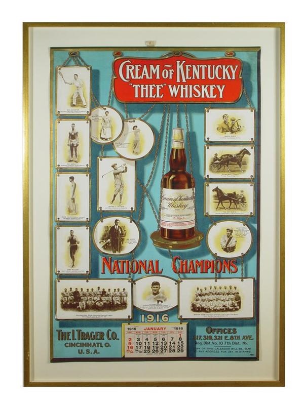 1916 Cream of Kentucky Whiskey Calendar with Ty Cobb and Babe Ruth