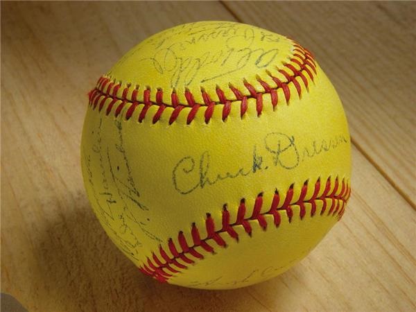 Hall of Fame - 1950's Hall of Famers Signed Baseball with Cobb, Ott, J. Robinson etc.