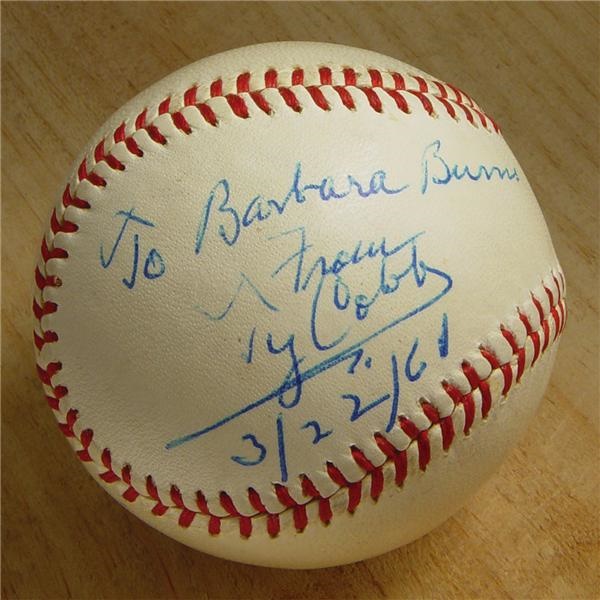 Ty Cobb Single Signed Baseball