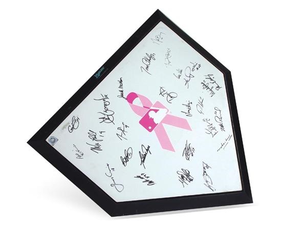 Home Plates - 2004 Florida Marlins Team Signed Homeplate from Mothers Day Supporting Breast Cancer
