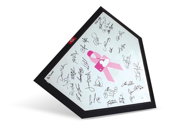 Home Plates - 2004 Cincinnati Reds Team Signed Homeplate from Mothers Day Supporting Breast Cancer