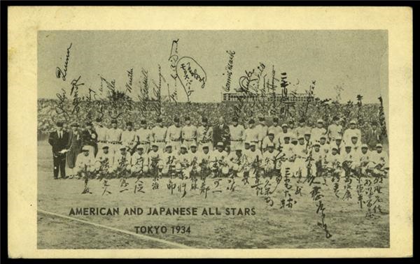 Ernie Davis - 1934 Tour of Japan Postcard (3.5x5.5”)