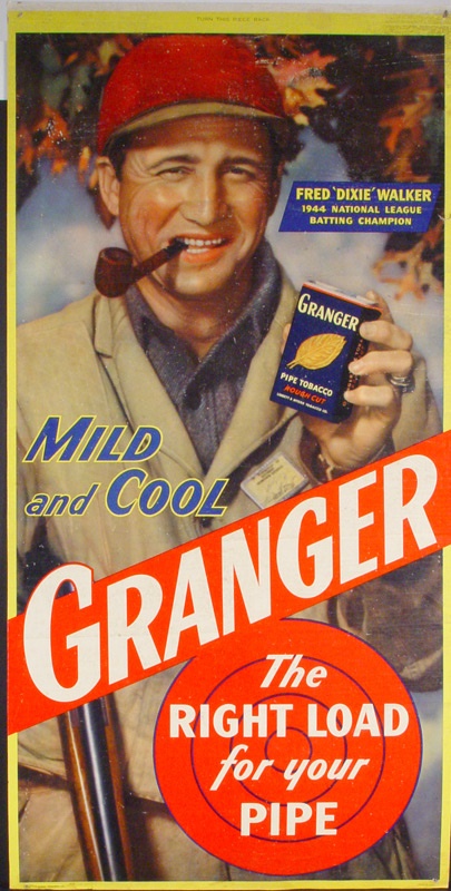 Huge 1944 Dixie Walker Granger Cardboard Advertising Sign