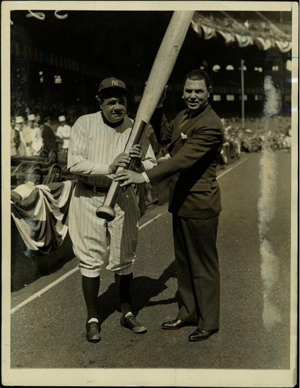 Baseball Photographs - Babe Ruth and Jack Dempsey 8 x 10 Wire Photo