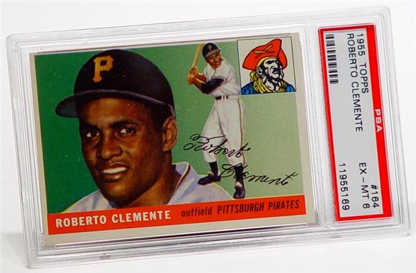 Baseball and Trading Cards - 1955 Topps # 164 Roberto Clemente PSA 6