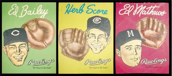 Ernie Davis - 1950s Rawlings Glove Advertising Posters (3)