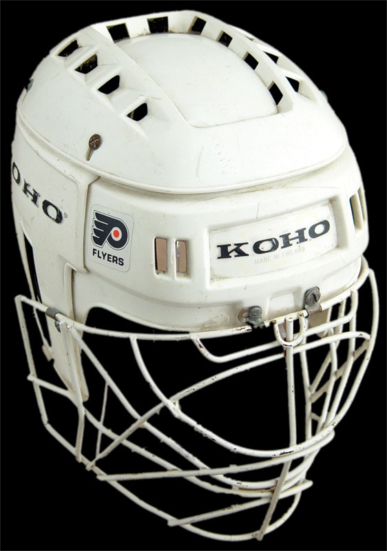 Hockey Equipment - 1980's Pelle Lindbergh Philadelphia Flyers Helmet & Cage