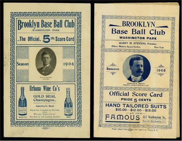 Dodgers - 1905 and 1906 Brooklyn Superbas Programs