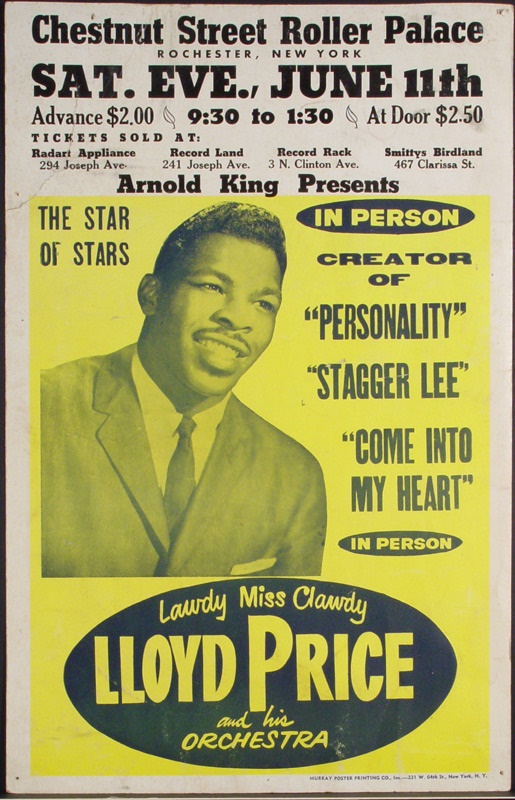 - Lloyd Price 1950s Rochester Concert Poster