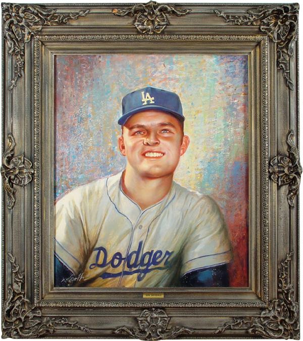 Dodgers - Don Drysdale Original Painting by John W. Orth (20”x24”)