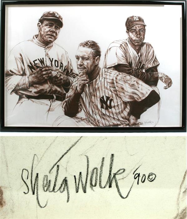 Charlie Sheen - Babe Ruth, Lou Gehrig, & Joe DiMaggio Painting by Wolk