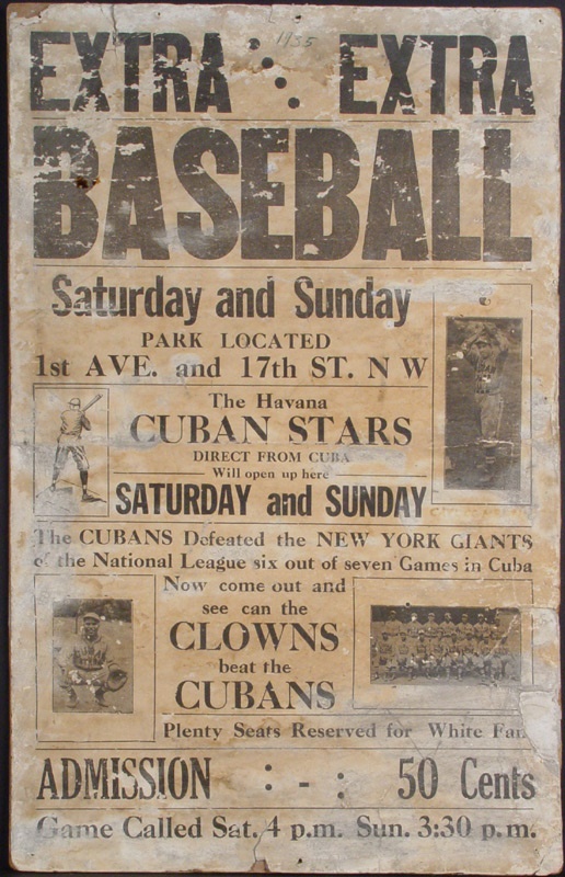 Baseball Memorabilia - 1935 Cuban Stars Broadside