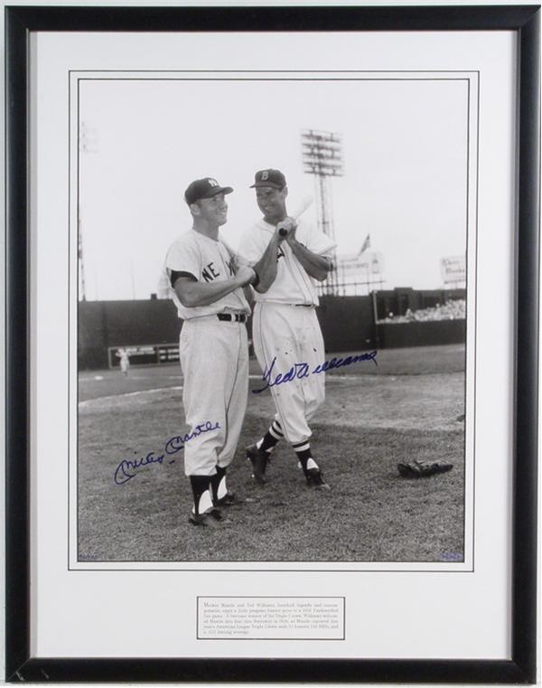 Ted Williams - Ted Williams Signed Group Photos (2), Ted and Mickey Mantle; Ted and Stan Musial