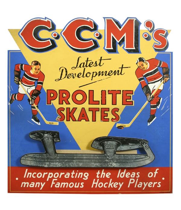 Hockey Memorabilia - <b>Circa 1930’s CCM Skates Advertising Sign</b>