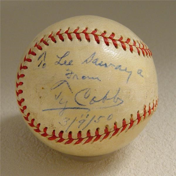 Ty Cobb Signed Mini Baseball