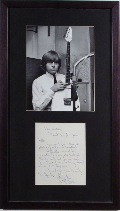 Rolling Stones - Brian Jones Rolling Stones Handwritten and Signed Letter with Photograph