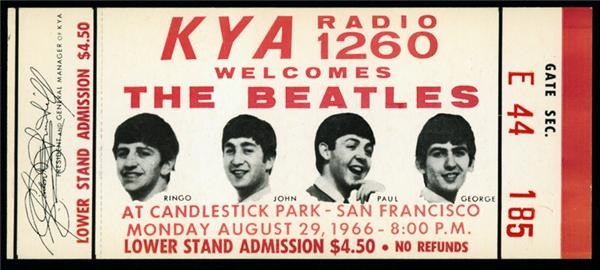 The Beatles - Aug. 29, 1966 The Beatles Candlestick Park Full Ticket