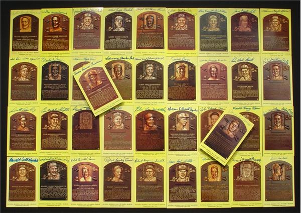 Baseball Autographs - Signed Yellow Hall of Fame Plaques (33)