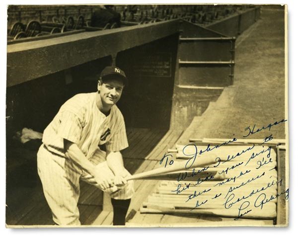Lou Gehrig - Amazing Lou Gehrig Signed Photograph.