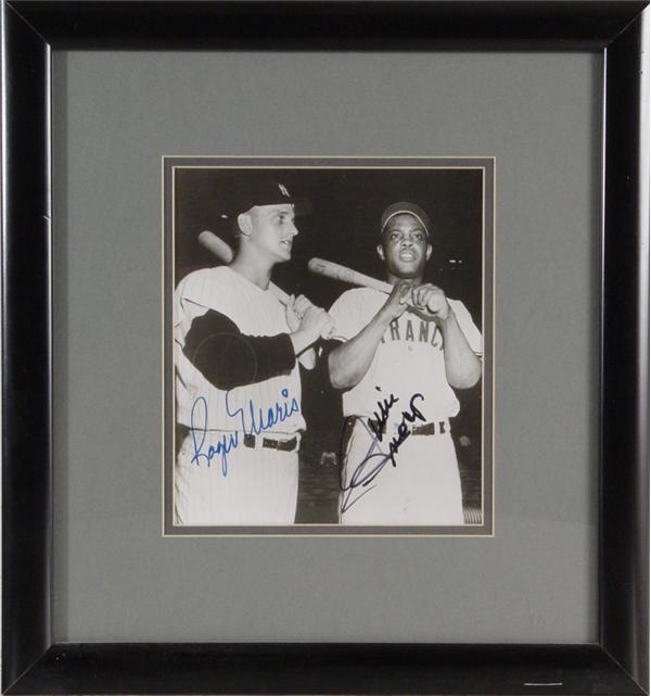 Baseball Autographs - Roger Maris & Willie Mays Signed Wire Photo