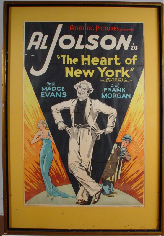 Hollywood - 1933 Al Jolson "Heart of New York" Movie Poster