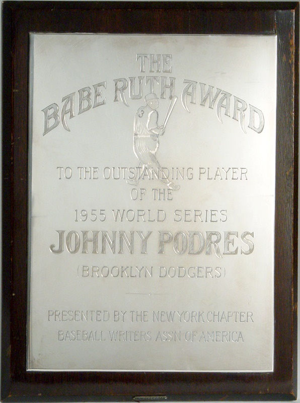 Johnny Podres 1955 World Series MVP Award