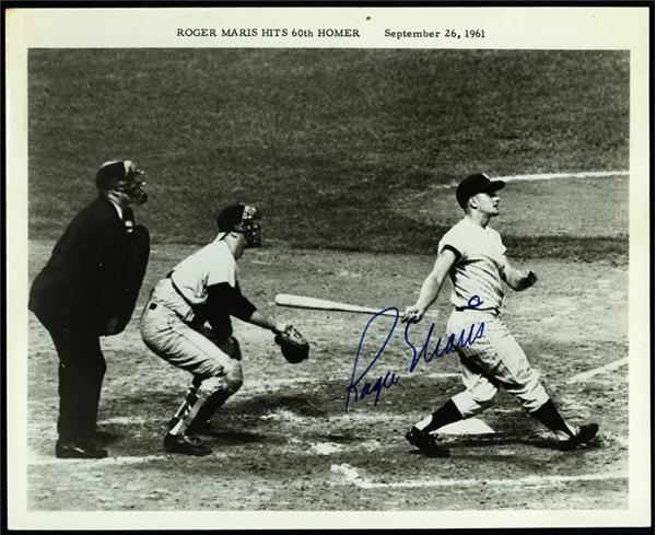 Mantle and Maris - Roger Maris Signed 8x10 Hitting 60th Home Run