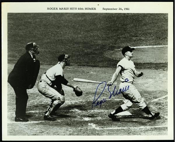 Roger Maris Signed 8x10 Hitting 60th Home Run