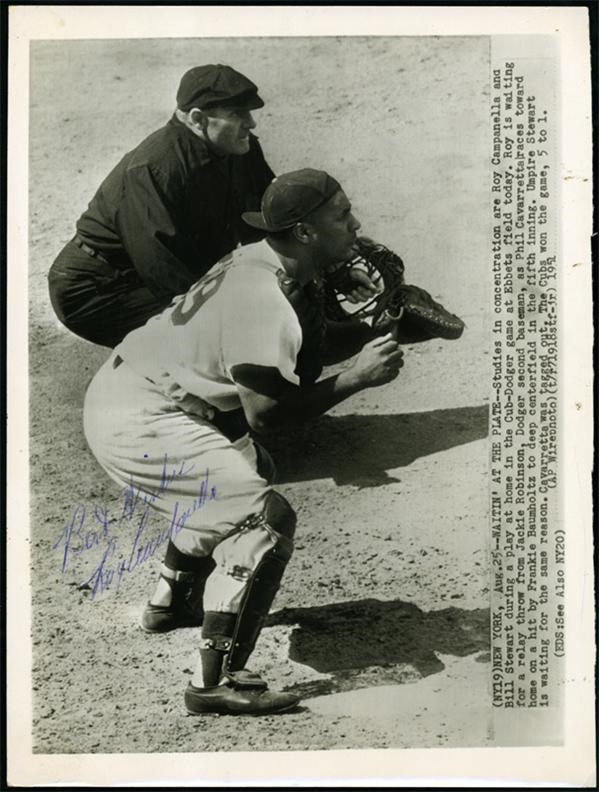 Dodgers - Roy Campanella Signed Wire Photo