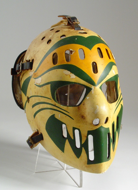 Hockey Equipment - Dave Dryden's 1974-75 WHA Chicago Cougars Game Worn Goalie Mask - Photo Matched