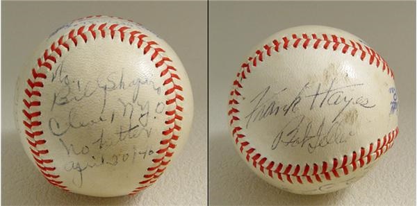 1946 Bob Feller / Frank Hayes No-Hit Signed Game Used Baseball