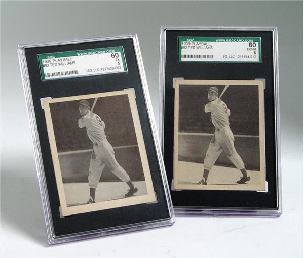 Baseball and Trading Cards - (2) 1939 Playball #92 Ted Williams Rookies SGC 80 and 60