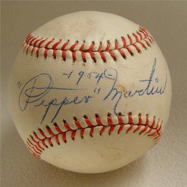 Pepper Martin Single Signed Baseball